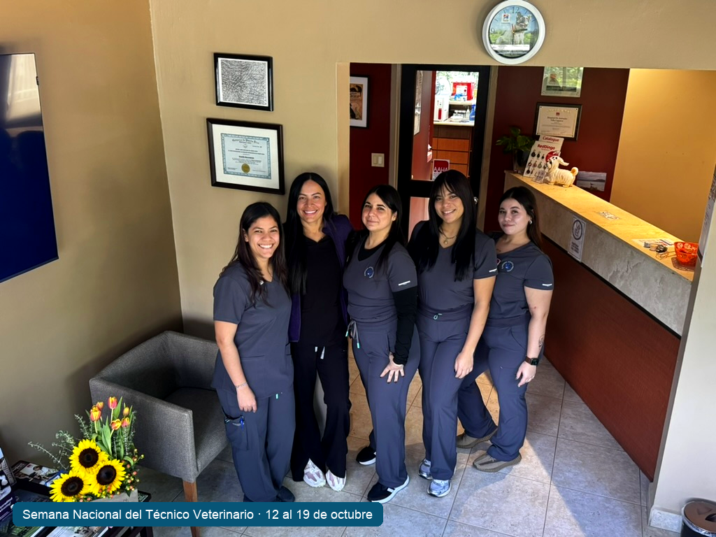 Equipo de Caparra Animal Hospital en la recepción durante la Semana Nacional del Técnico Veterinario, del 12 al 19 de octubre de 2026.